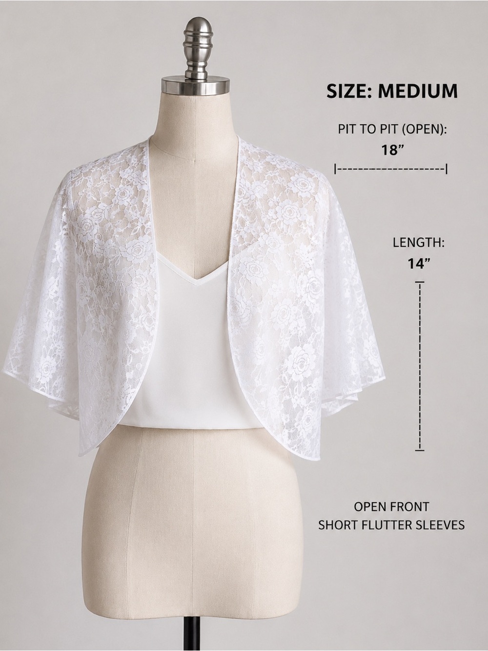 Elegant White Lace Bolero Shrug – Lightweight Sheer Floral Cover-Up - Picture 3 of 6